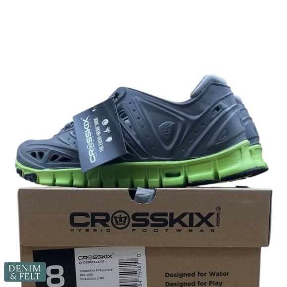 Crosskix APX Charcoal Lime Hybrid Water Shoes Submersible Quick-Dry Sneakers - Picture 5 of 10